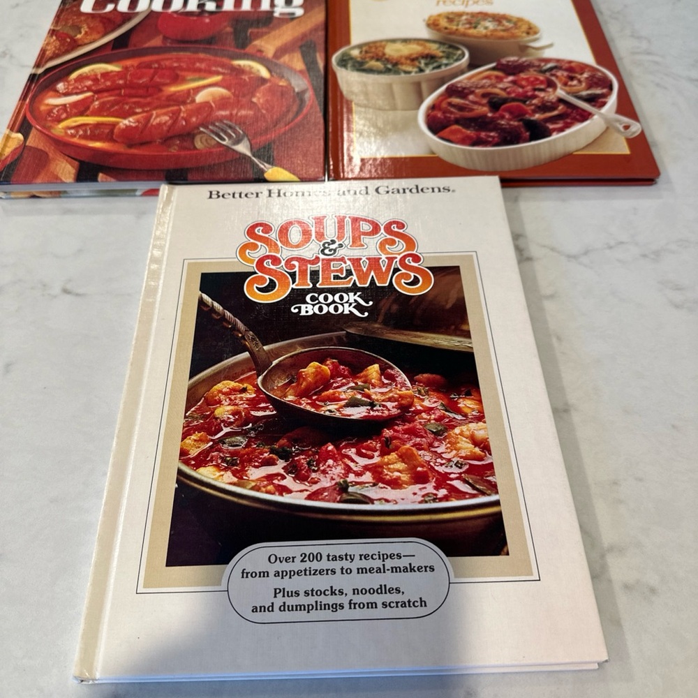 Vintage Better Homes and Gardens Soups & Stews, jiffy cooking and Casserole book